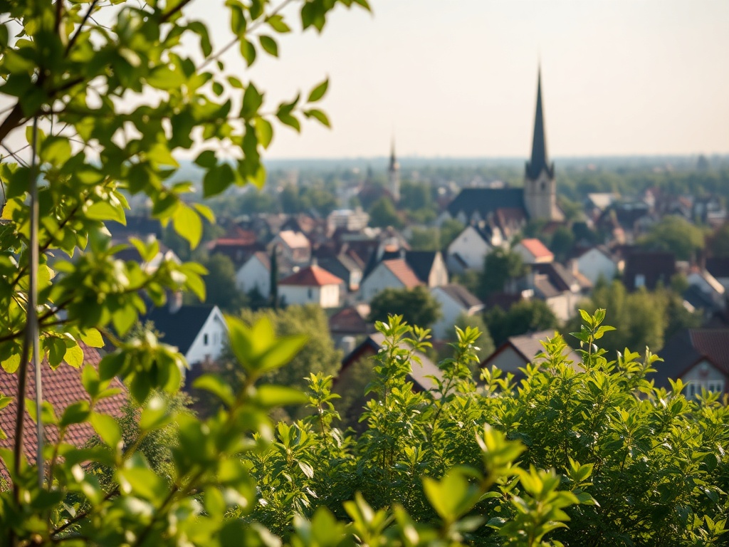 Biały bocian stojący na gnieździe na tle nieba przy kościele w Starogard Gdańskim