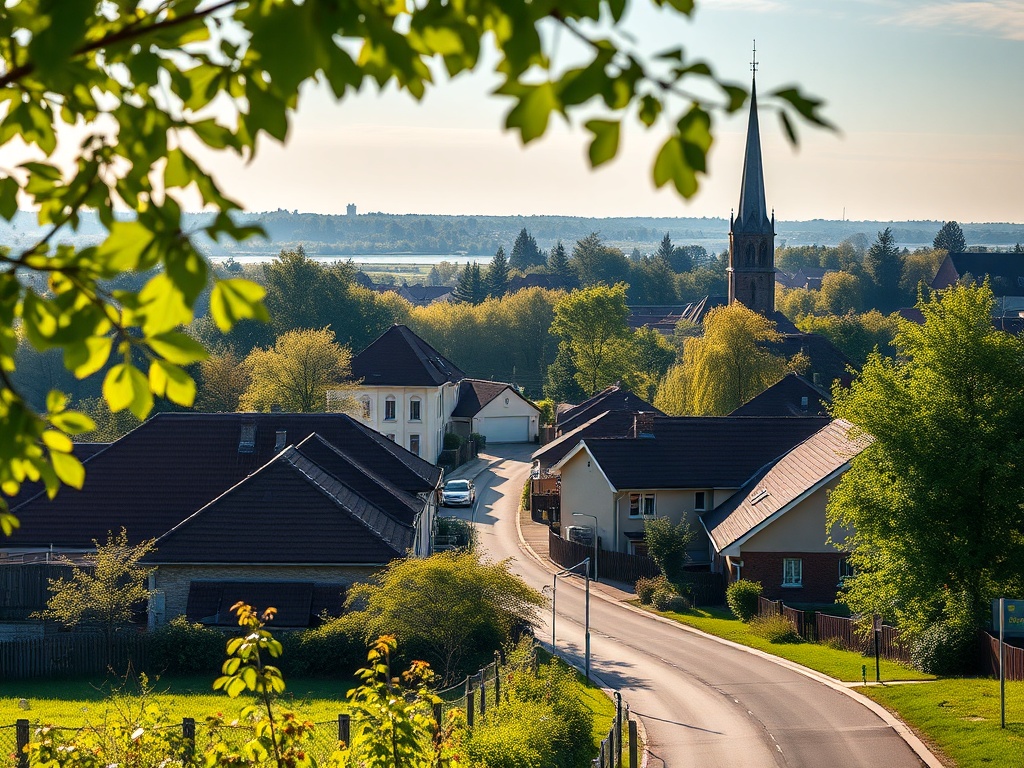 Bocian biały z czarnymi skrzydłami w locie nad krajobrazem Starogard Gdańskiego